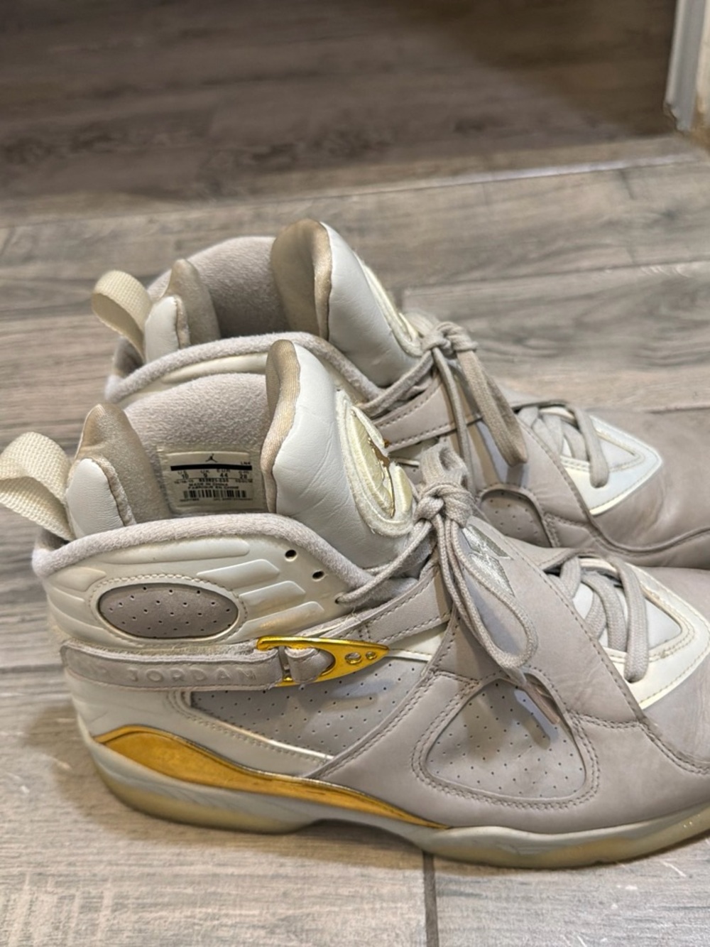 Jordan Kids High-Top Sneakers in Cream with Gold Accents